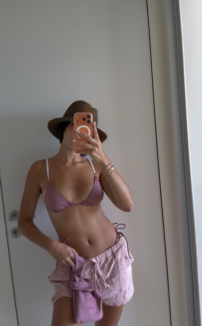 Soarë Blush tie-side bottom worn with the triangle top, The Og collection